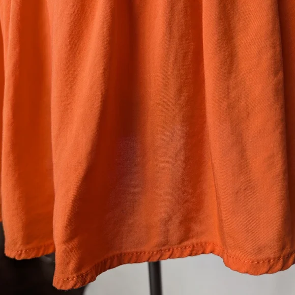 Torrid Vibrant Orange Challis Smocked Perplum Tank Top - Picture 9 of 9